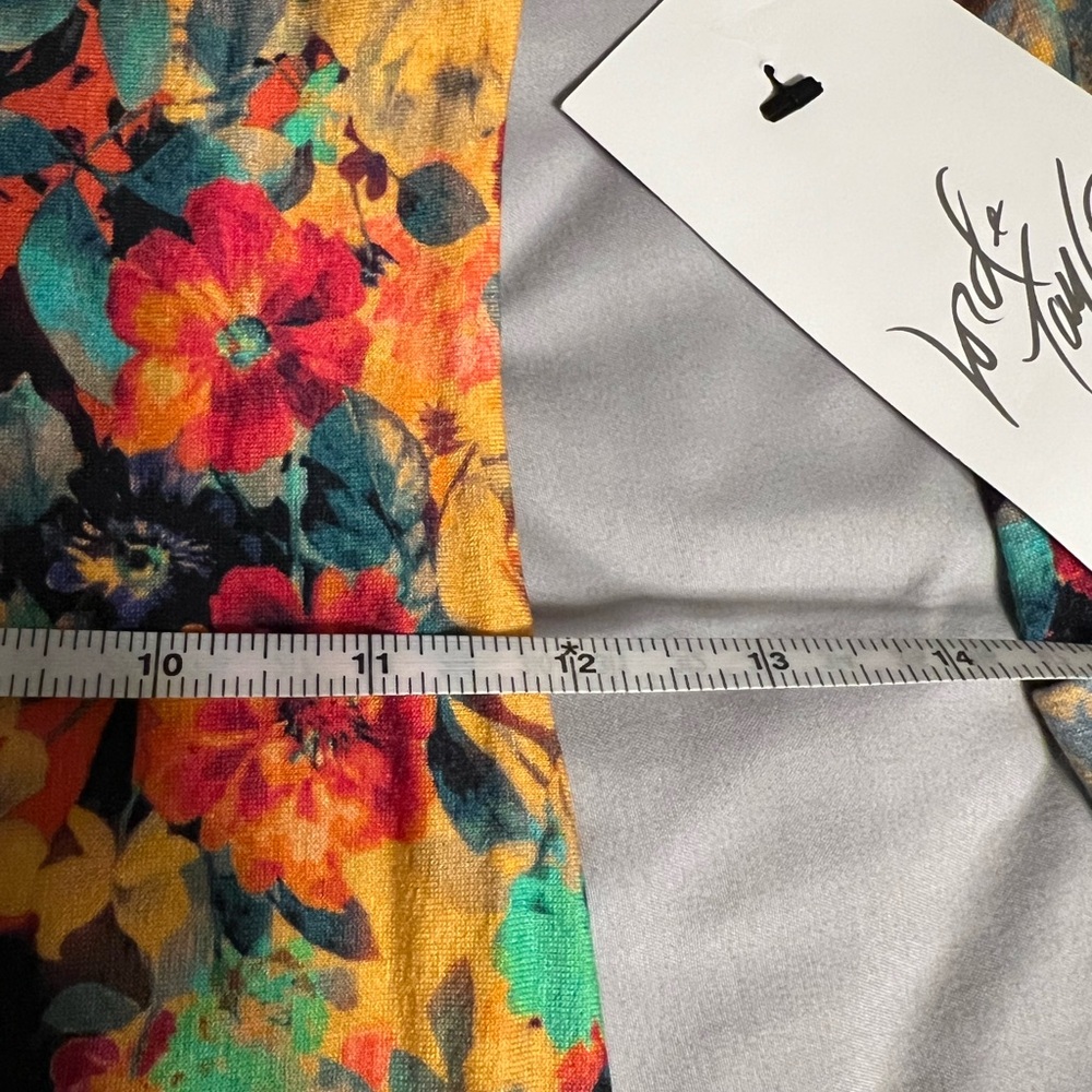 ABS Allen Schwartz Orange Floral Long Sleeve stretchy Dress - Picture 7 of 8